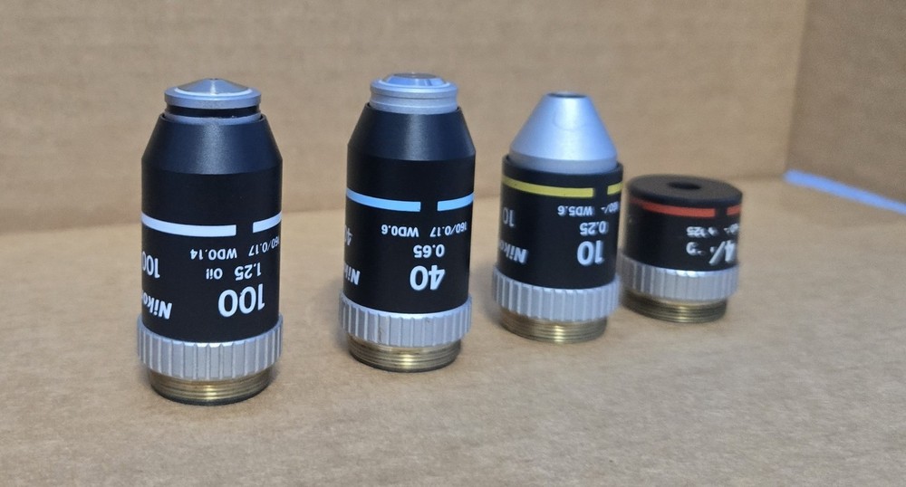 Nikon microscope Lens Objectives 4X / 10X / 40X / 100X (INV01-BINY001B)