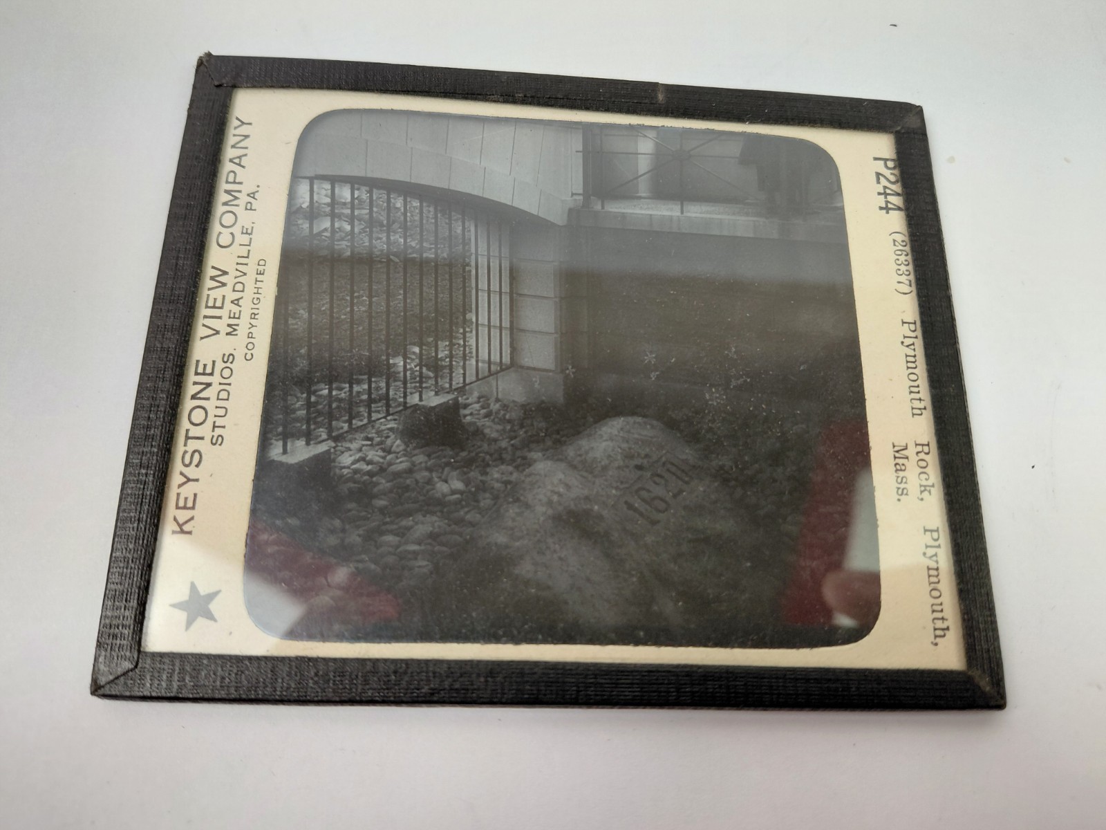 Magic Lantern Glass Slide Photo Keystone P244 Plymouth Rock Massachusetts