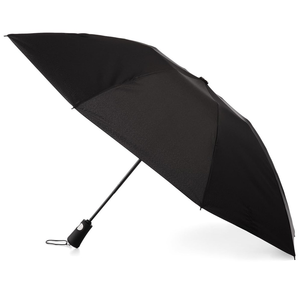 Totes Auto Open Reverse Close Windproof Compact Inbrella 46" Canopy, Black