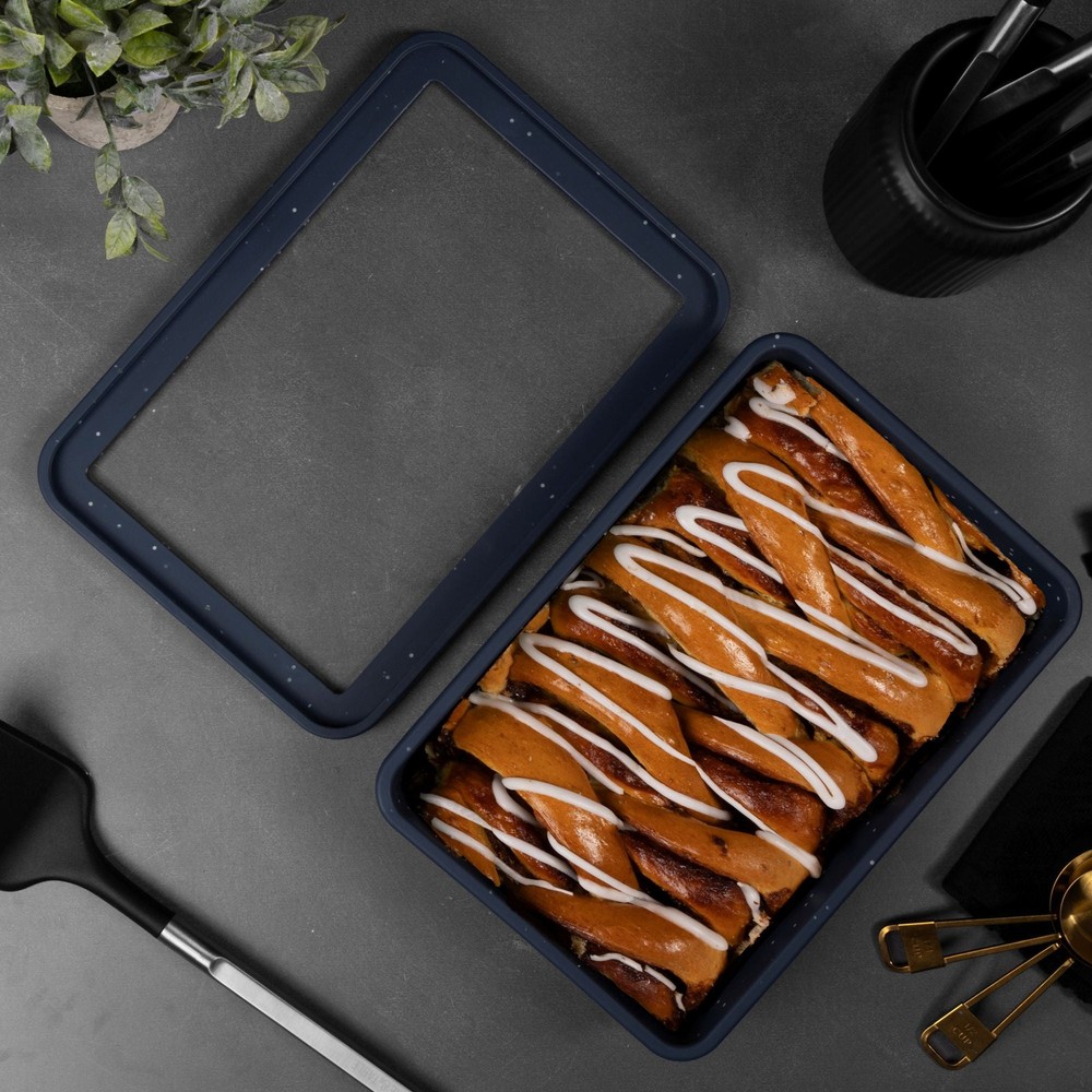 Thyme & Table 9" x 13" Silicone Baking Dish & Lid Set - Atlantic Blue