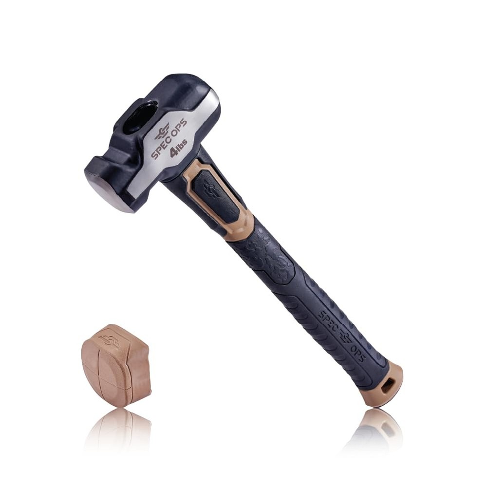 Spec Ops Tools Engineering Hammer, 4 lb Sledge hammer with Removable Soft Mal...