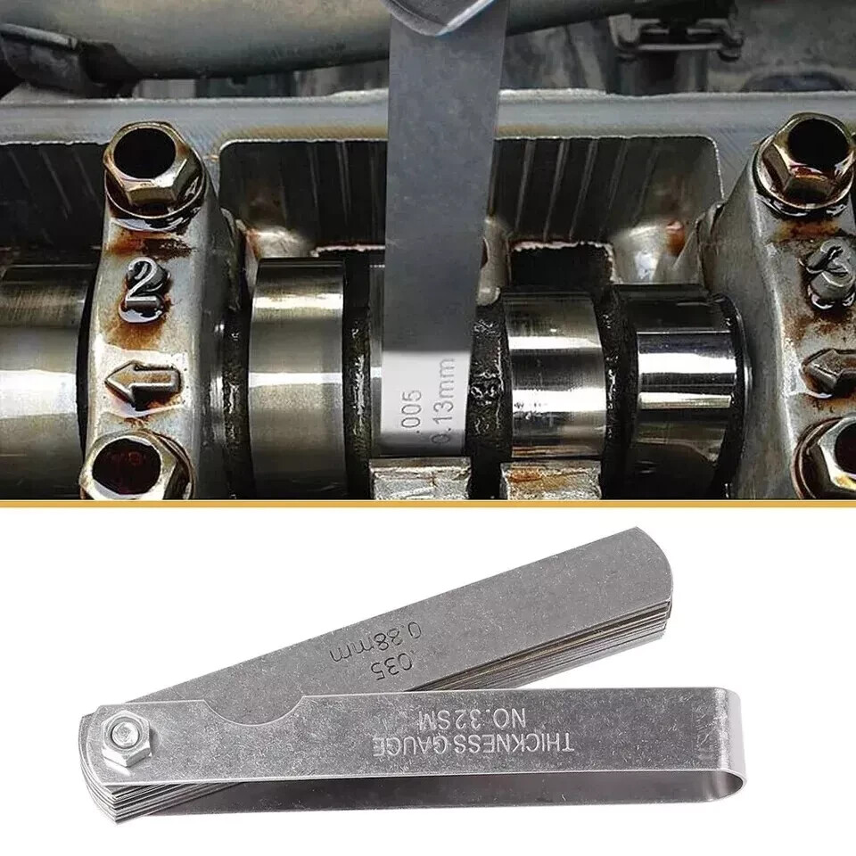 32 Blade Feeler Filler Gauge Spark Plug Gap Metric Imperial Measuring Brass Tool