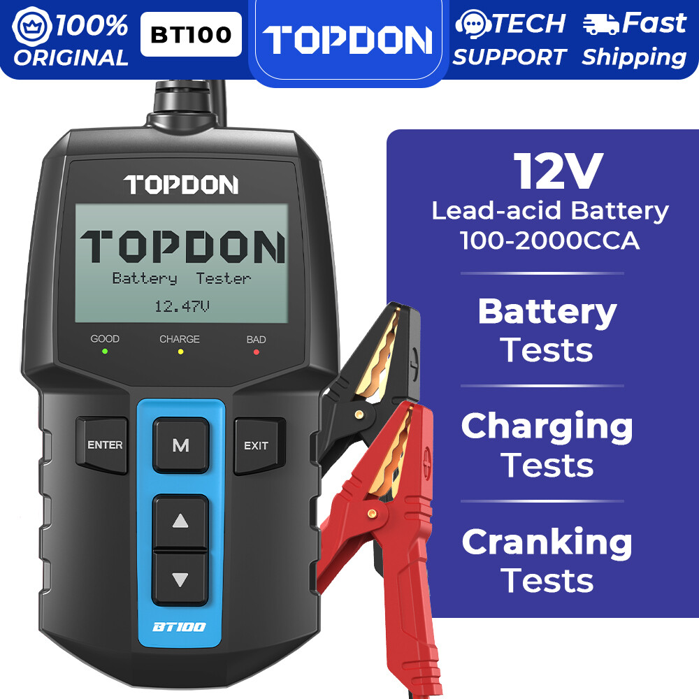 TOPDON BT100 100-2000CCA Auto Alternator Tester Digital Auto Battery Analyzer