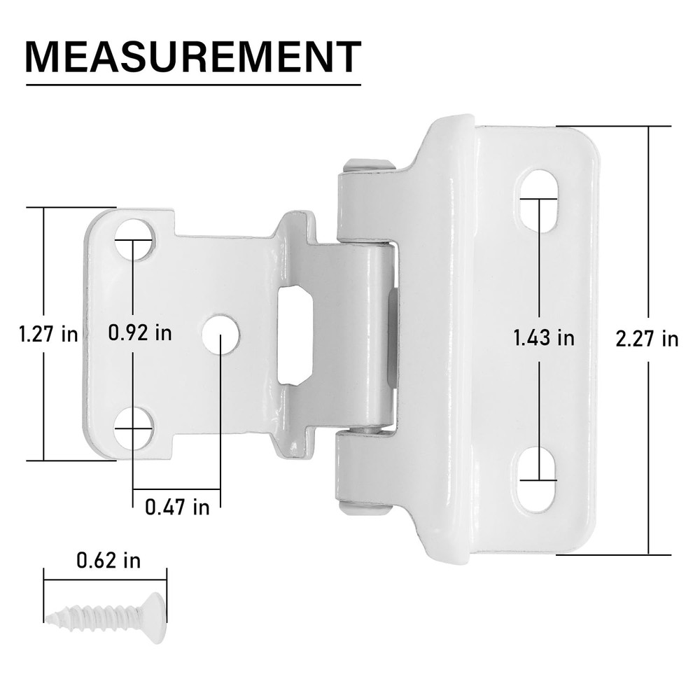 1/2" Partial Overlay Cabinet Hinges,(25 Pairs -50 Pack) Partial Wrap Hinge Se...