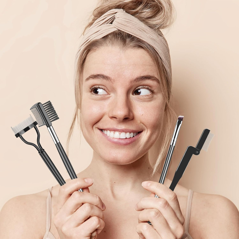 Eyelash Comb Lash Separator Spoolie Brow Brush Makeup Tool 4 Pack Set