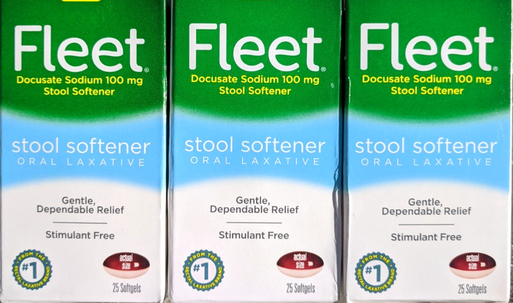 3 PACK Fleet Laxative Stool Softener Oral Laxative for Constipation- 75 softgels