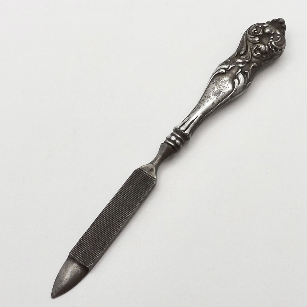 Antique Repousse Nail File Sterling Silver Vanity