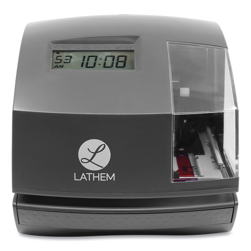 Lathem® Time 1600E Wireless Atomic Time Recorder with Tru-Align Feature, Dark Gr