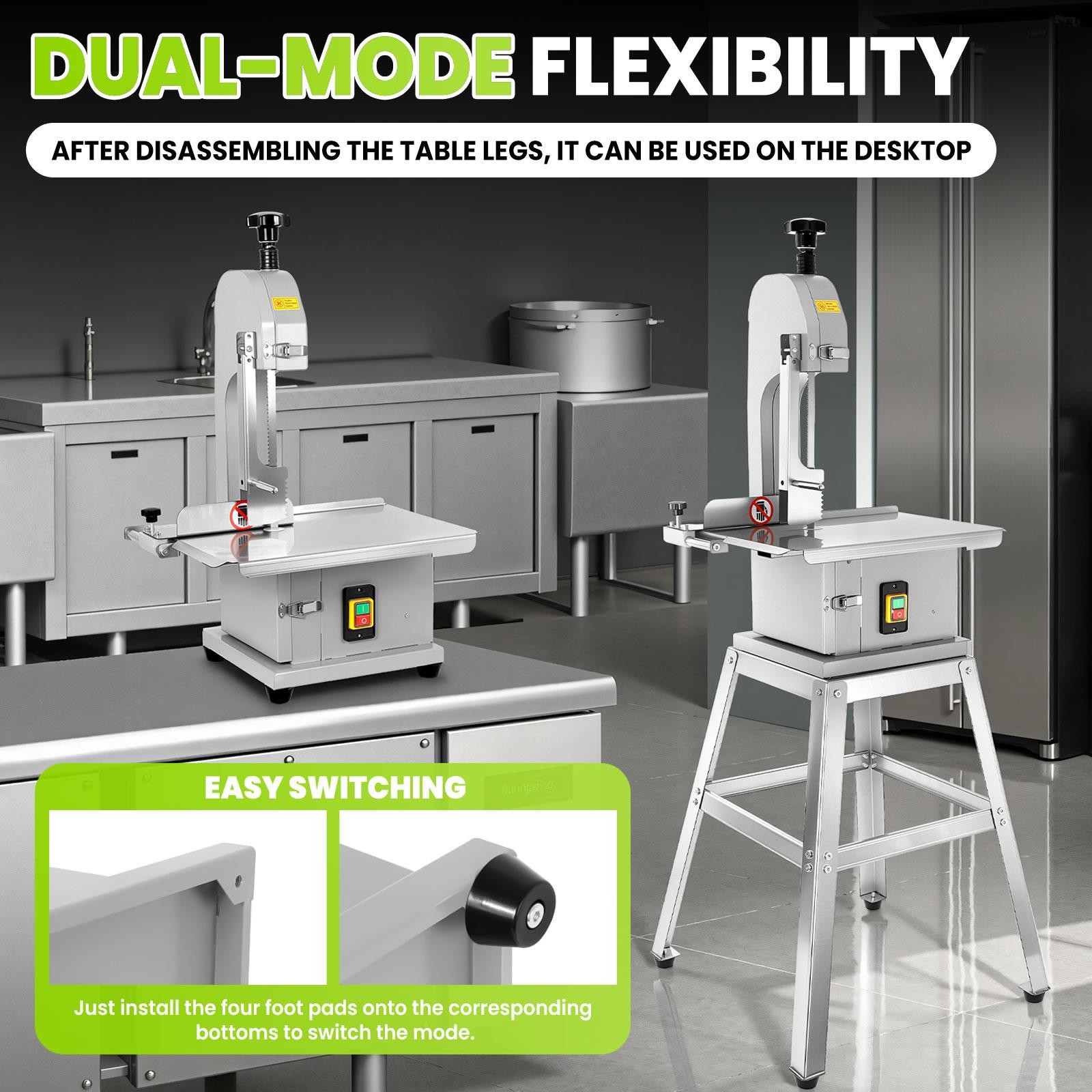 1500W Electric Bone Saw Machine w/Stand,Bone&Meat Bandsaw Machine w/8Sharp Blade