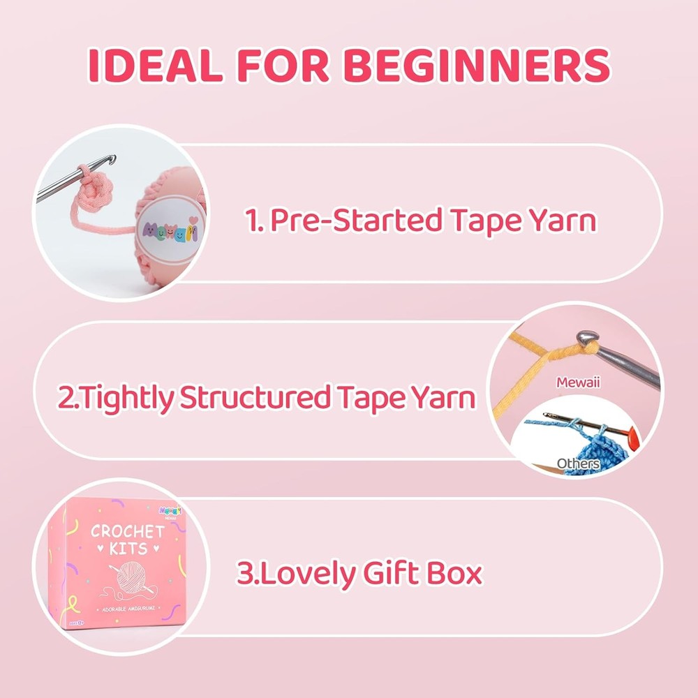 Crochet Kit for Beginners – Multi-Emotion Boba w/ Yarn & Video Tutorials