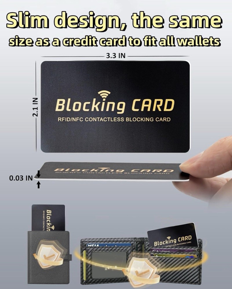 RFID Blocking Card for Wallet - Slim NFC Protector for Credit Debit ID (2 Piece)