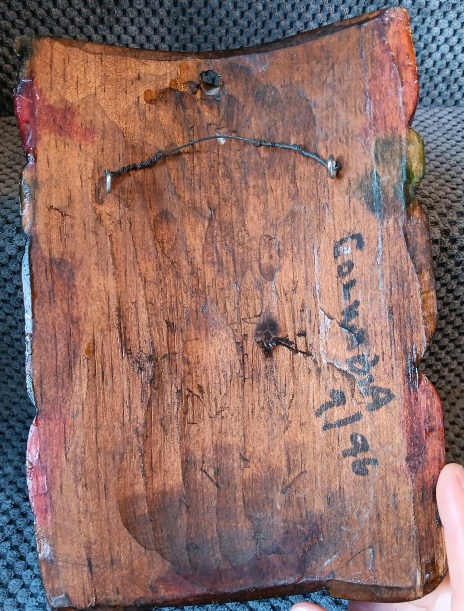 Handcarved Painted Tribal Aztec Mayan Wall Hanging 9x6 With Lizard, Iguana 3D