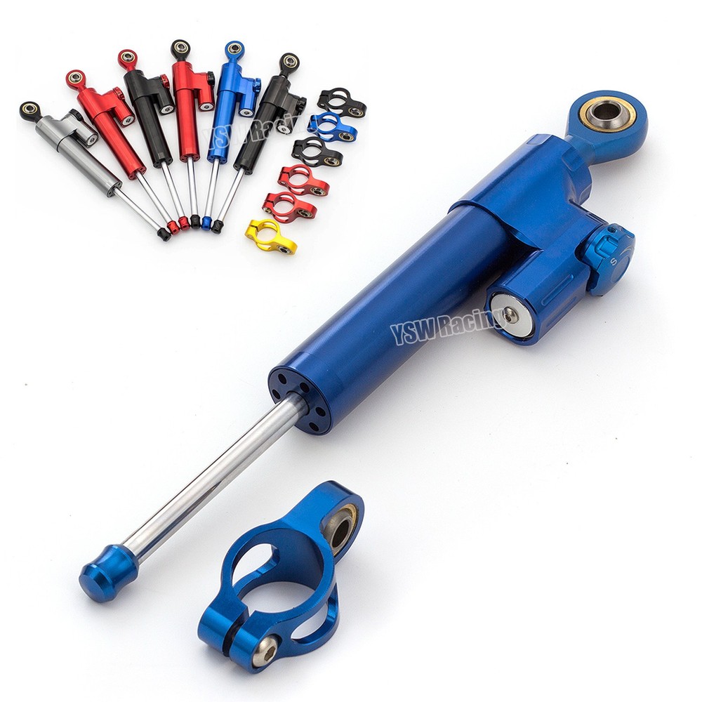 Motorcycle Dirt Universal CNC Adjustable Steering Damper Stabilizer Safety Blue