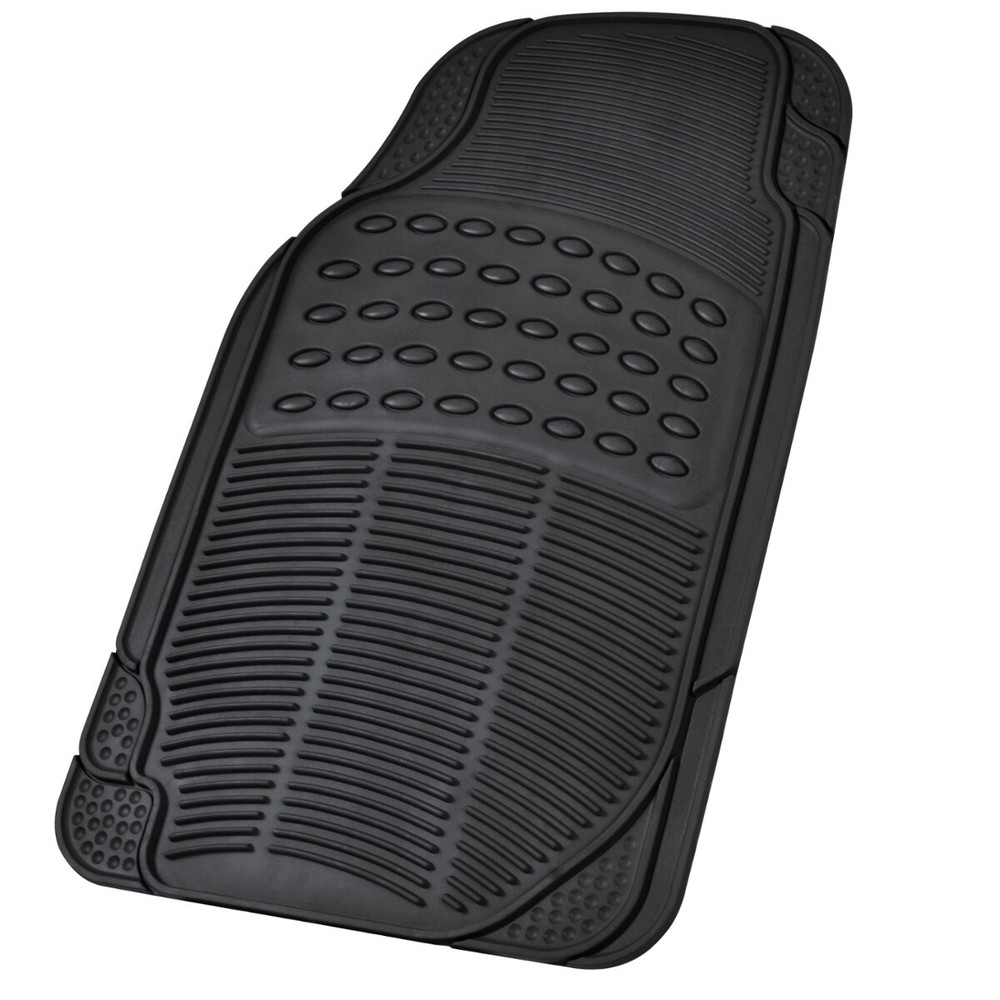 Rubber Car Floor Mats for All Weather Protection Full Front Rear Set HD Black