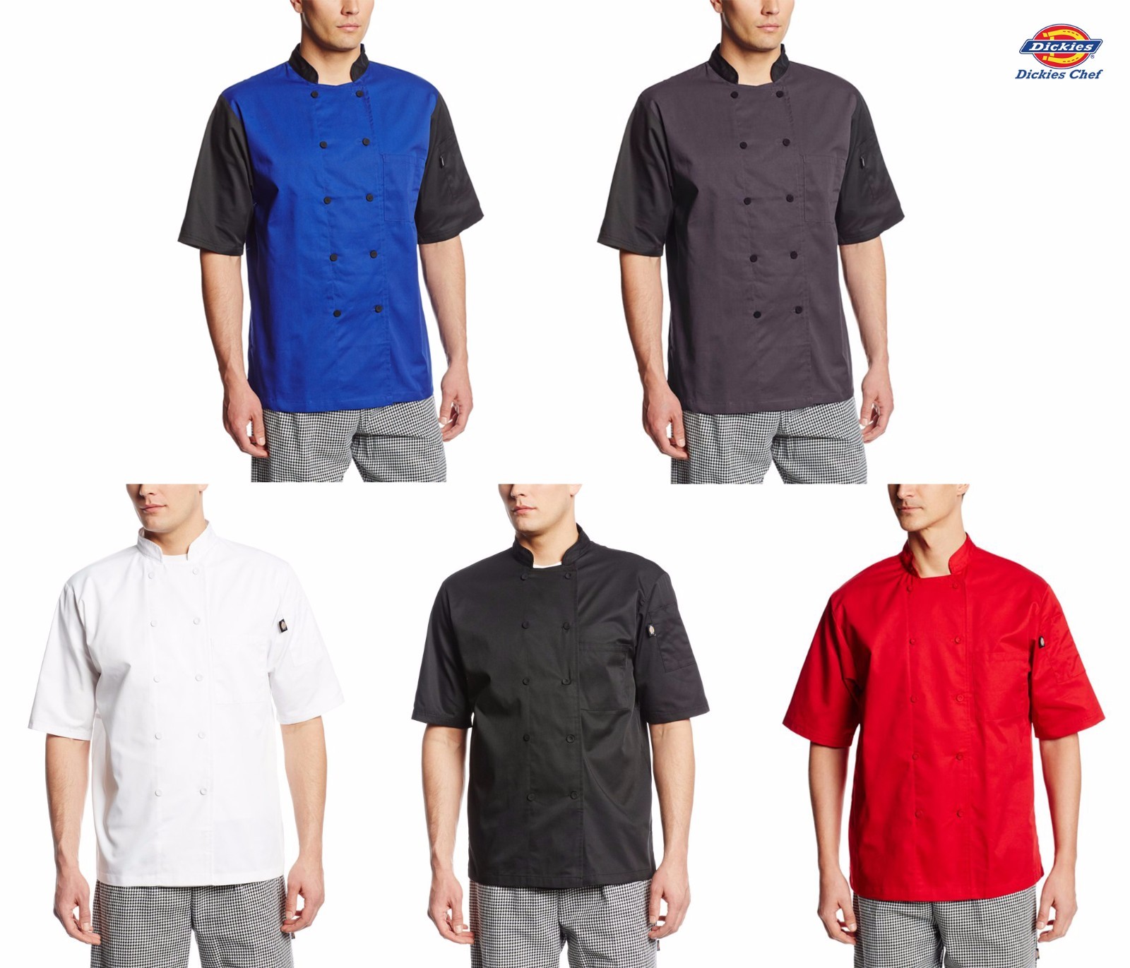 Dickies DC105 Lightweight Chef Coat Short Sleeve Mesh Vent New