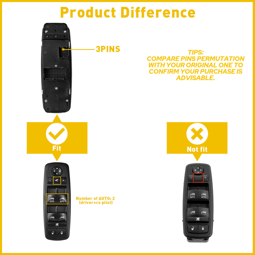 Left Driver Power Window Master Control Switch For 2012-2016 Dodge Grand Caravan