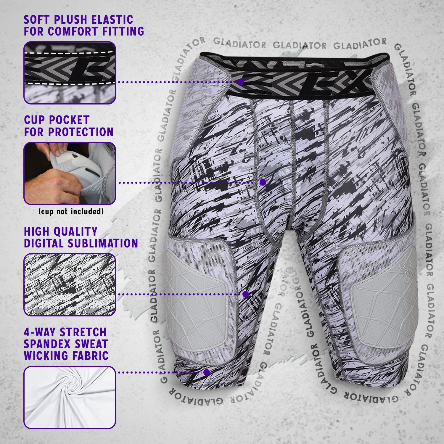 Exxact Sports Gladiator 5 Pad Adult Girdle for Men with Integrated Hips, thighs