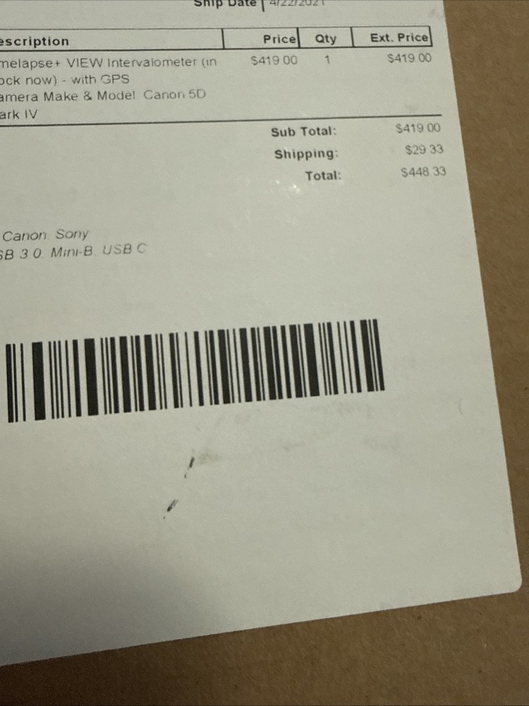 Timelapse VIEW Intervalometer Canon Sony Turns On