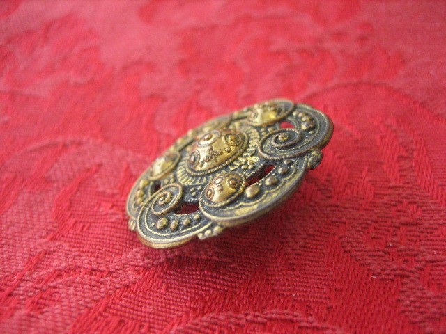 Vintage 1" Brass Metal Openwork Triad Button - X2