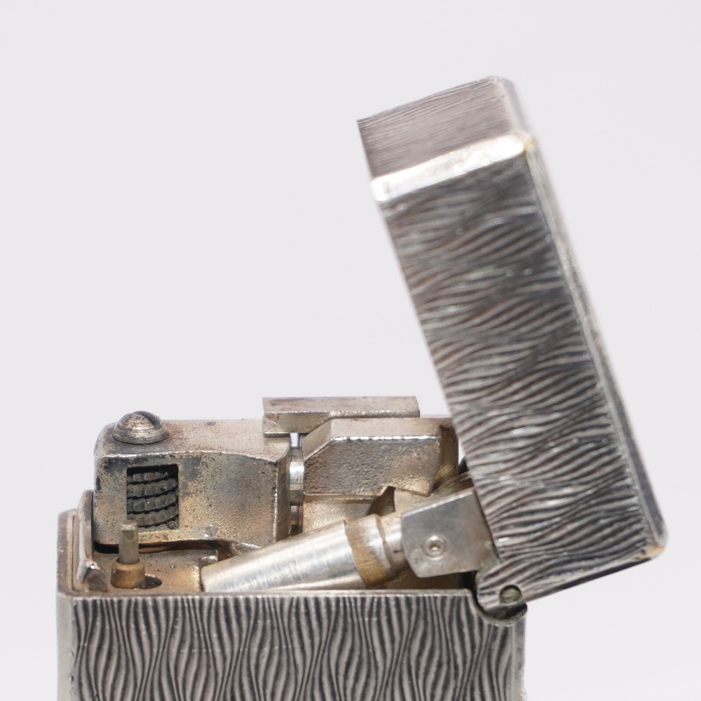 Dunhill Rollagas Lighter Silver CHEVRON Pattern-Ultrasonically cleaned_Working