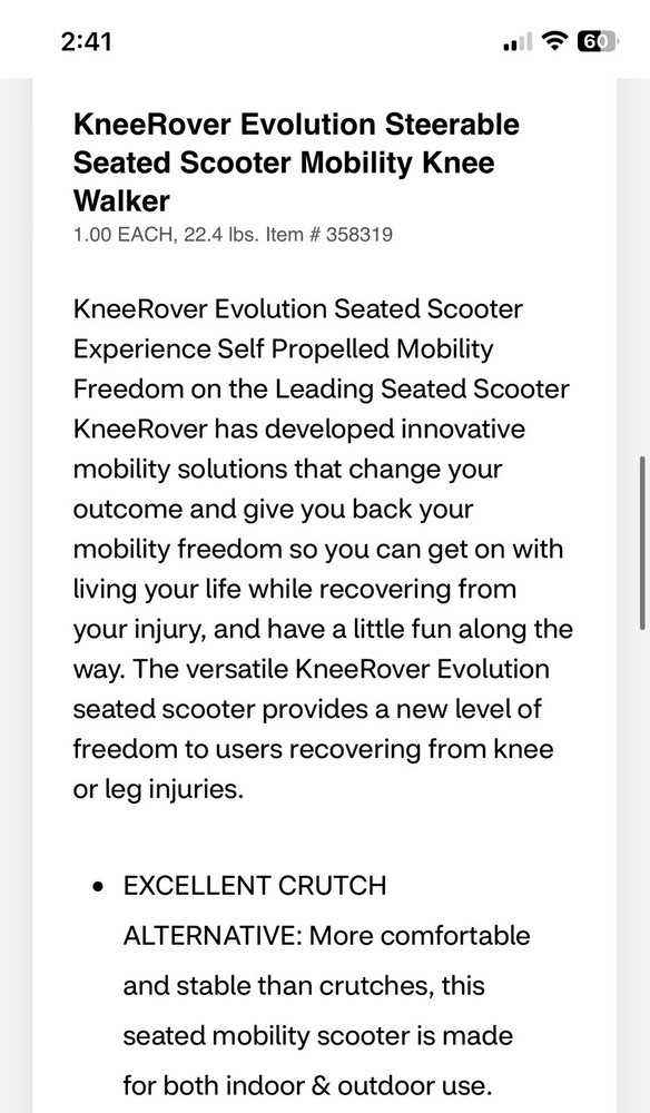 KneeRover® Steerable Seated Knee Scooter
