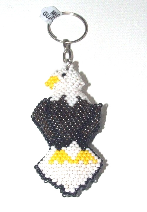 2.5" Bald Eagle Beaded  Keychain  Double Sided Handmade New