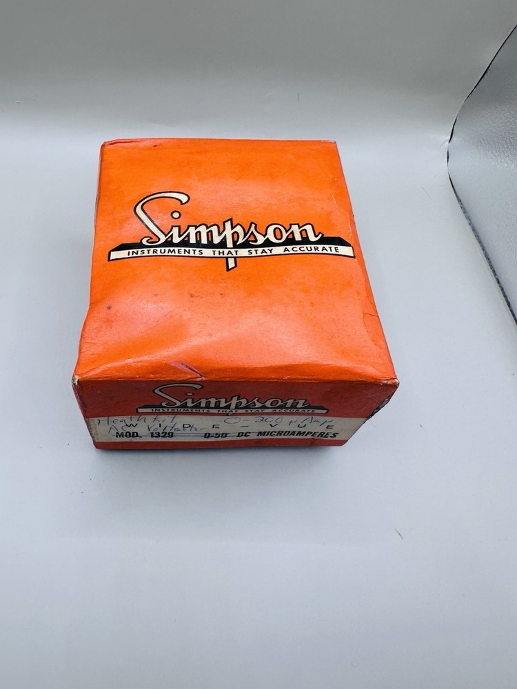NOS Heathkit Simpson 4.5" Rectangular Panel Meter RMS Volts DB 200uA 1329 W/ Box