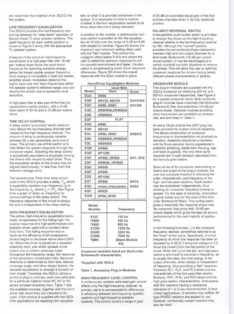EV / Electro Voice—XEQ-2 / Vintage Active Crossover