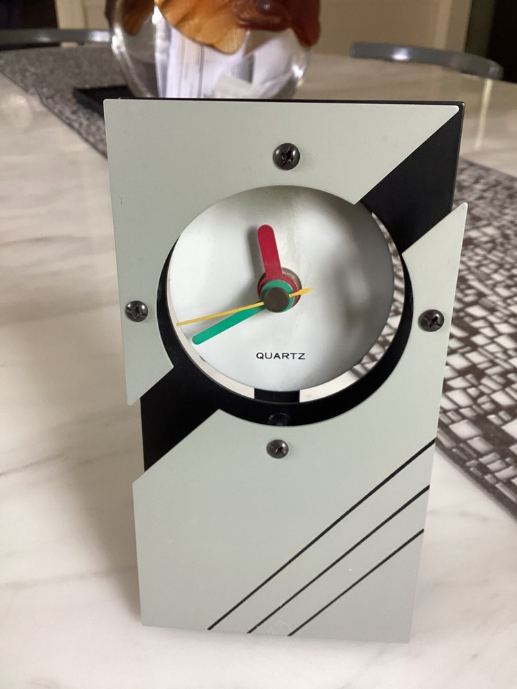 Vintage Abstract Postmodern Memphis Style 3 D Desk Clock