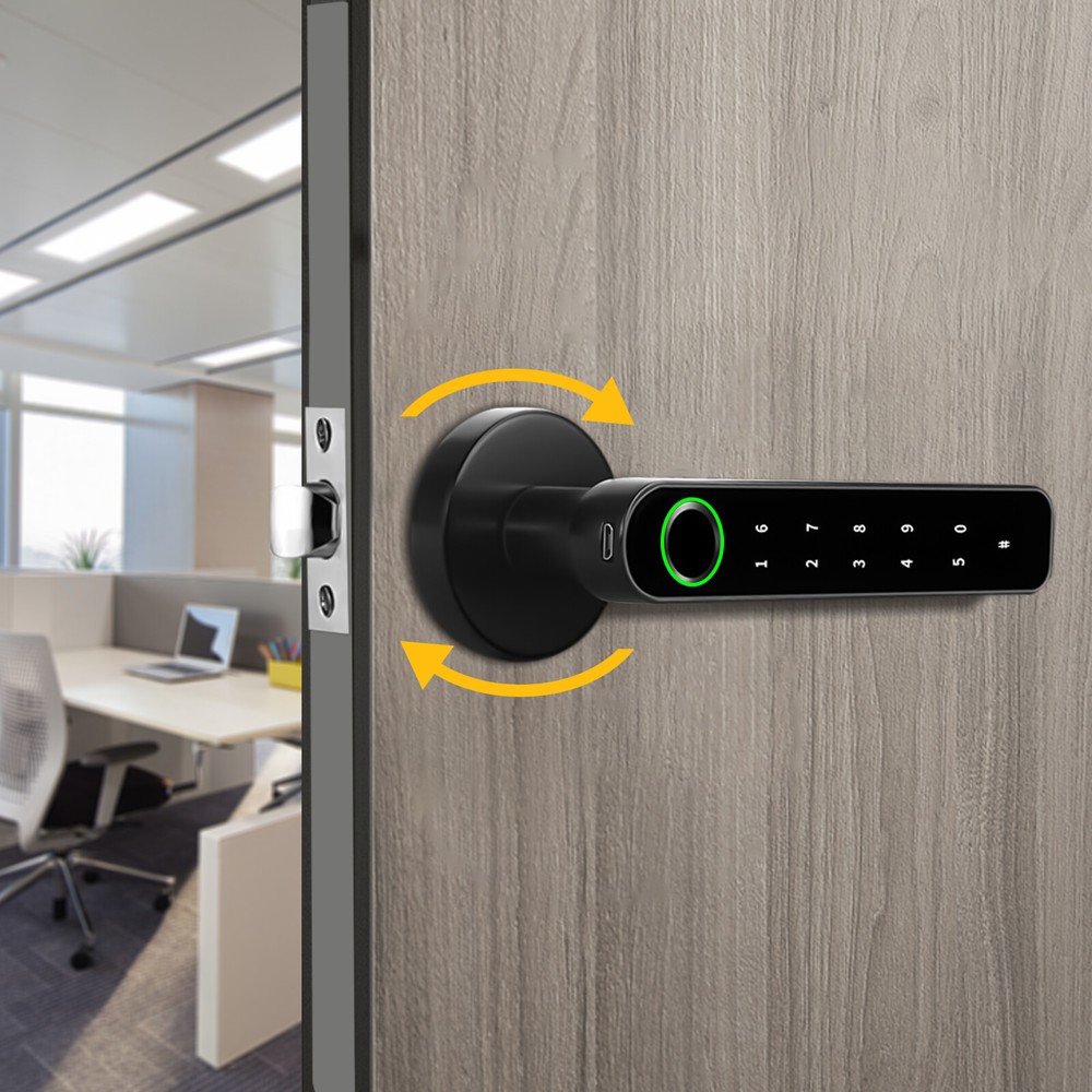 Electronic Handle Door Lock Fingerprint Biometric Smart Digital Keypad Code Lock