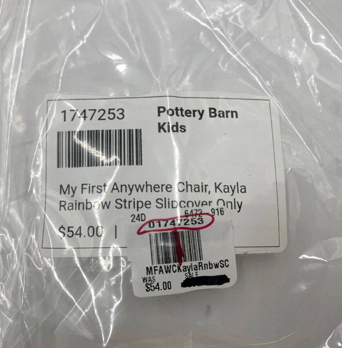 Pottery Barn Kids Anywhere Chair Kayla Rainbow Stripe Slipcover My First #6762H