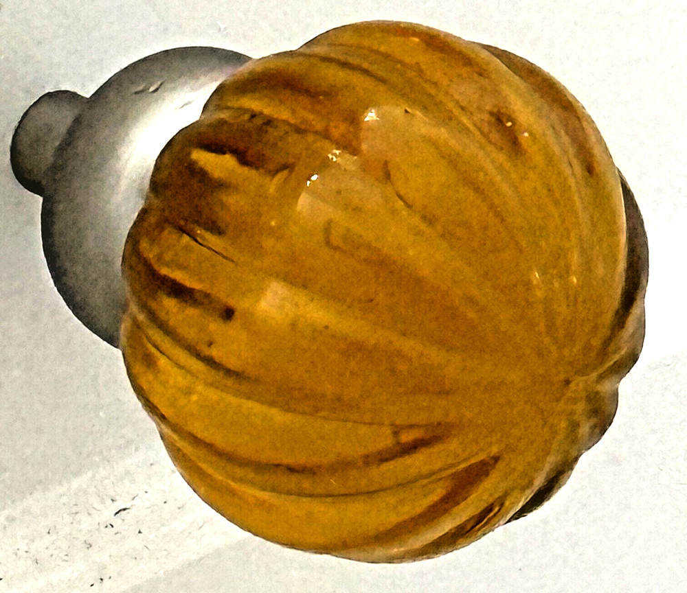 2 Lewis Dolin Melon Transparent Amber Brushed Nickel Drawer Cabinet Knobs Pulls