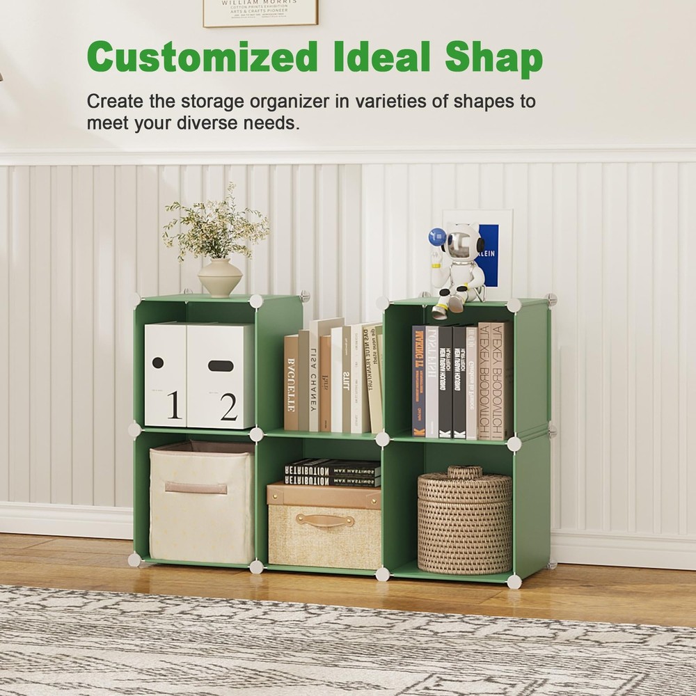 &AHOME 6-Cube Storage Organizer, Stackable Storage Cubes Shelves, Portable Bo...