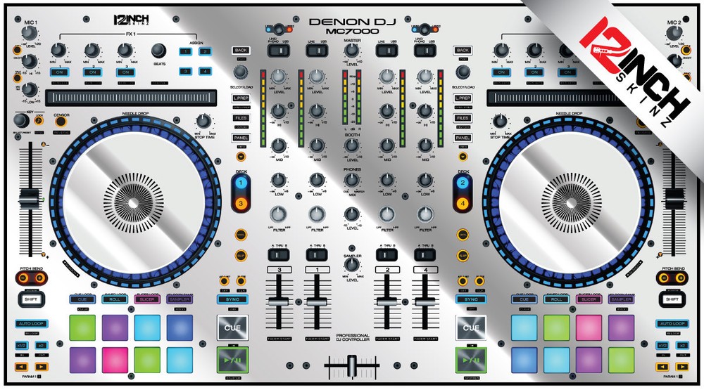 Denon MC7000 Skin mirror silver