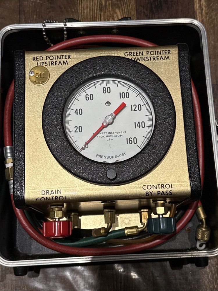 Mid-West Instrument Model 830 Five Valve Backflow Preventer Test Kit & Case