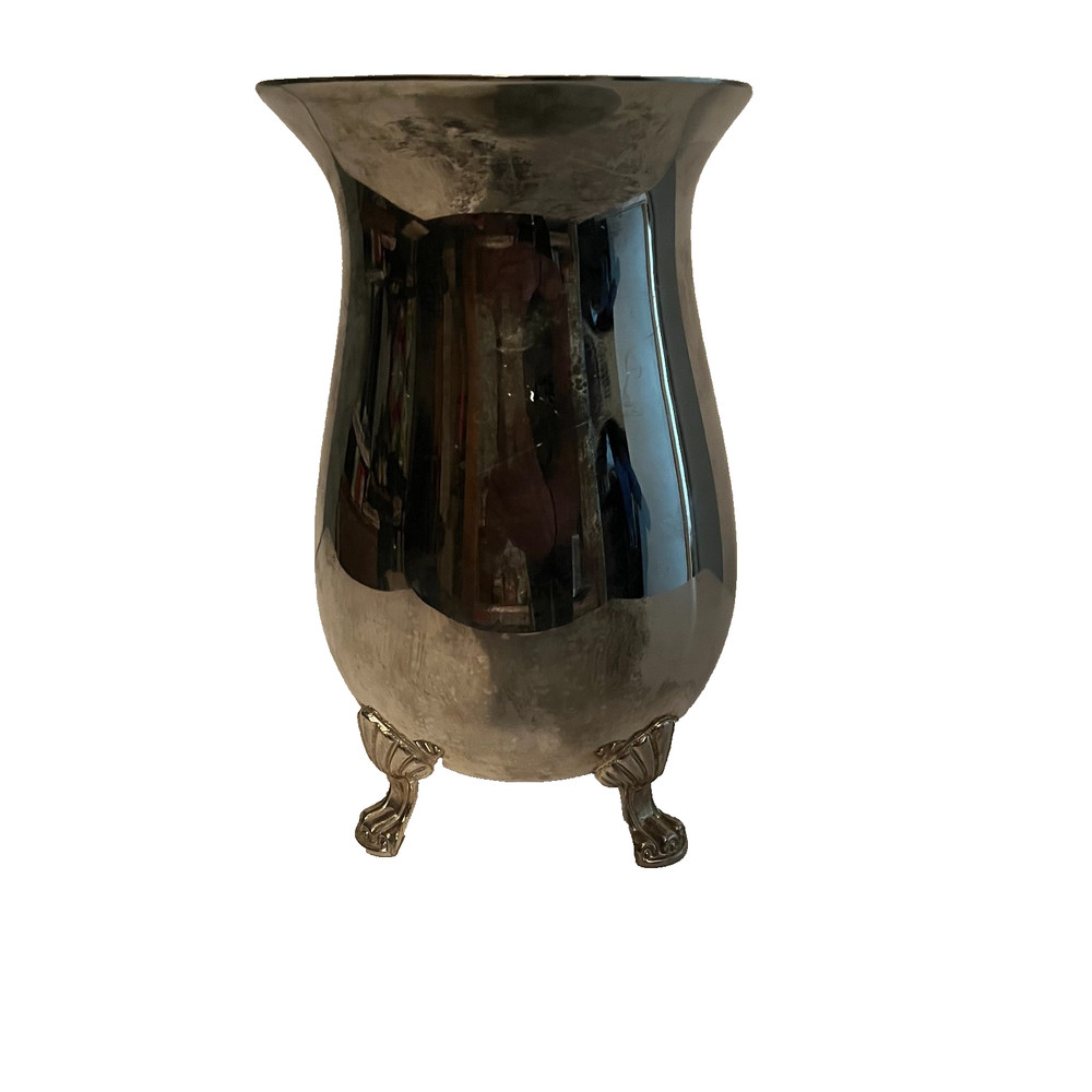 Vintage Silver Plated Footed Water Pitcher with Ornate Handle