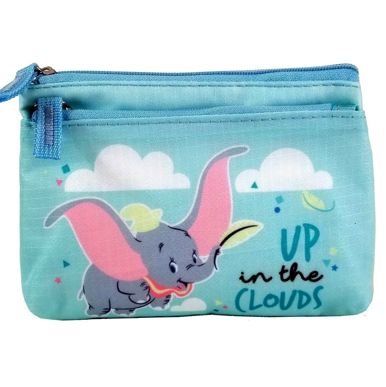 Disney Dumbo Elephant 2-Zip Coin Purse Pouch Card Wallet Small Makeup Bag Case