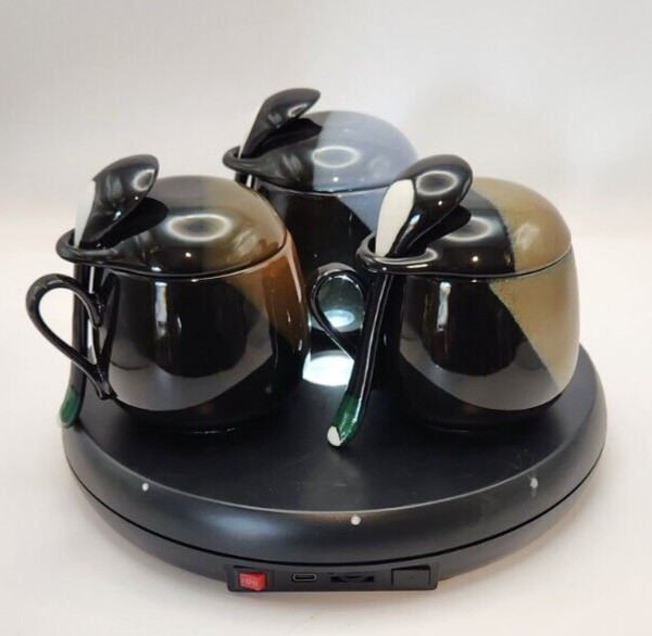 Lidded Ceramic Tea Cup Set with Spoon Holder & Zester