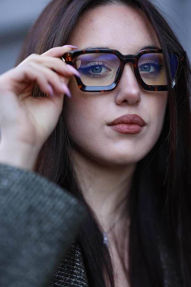 2 Pack Blue Light Blocking Glasses Rectangle Frame and Chic Preppy Look for W...