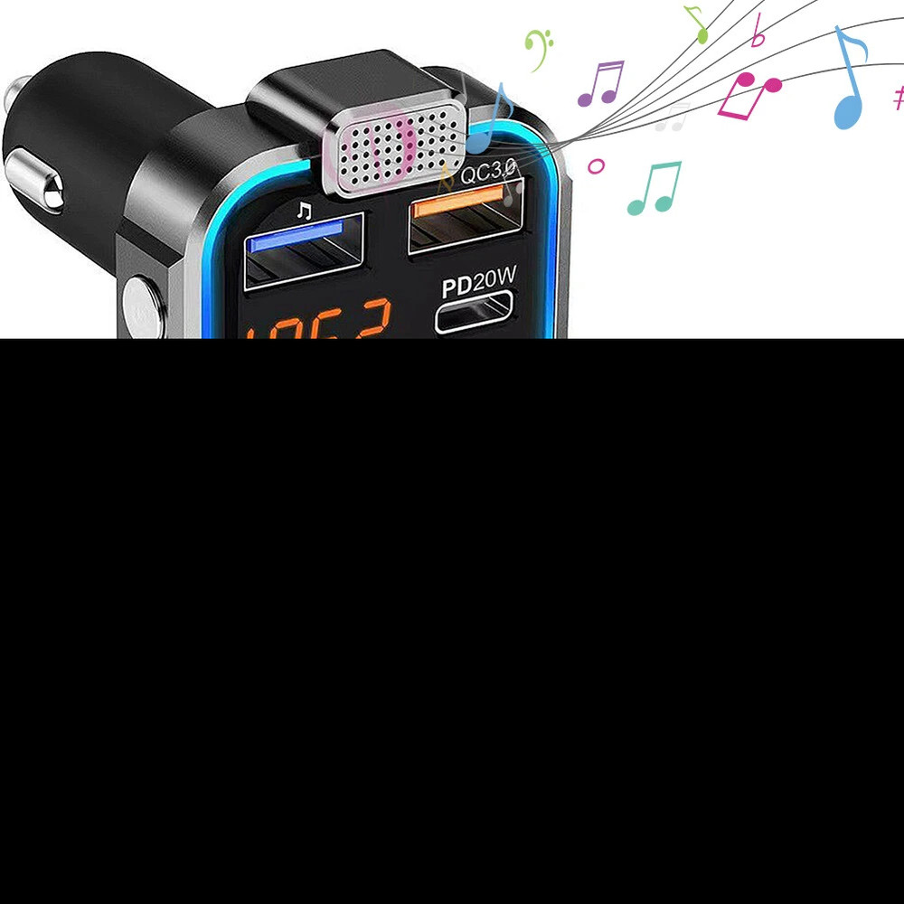 Wireless Bluetooth 5.0 FM Transmitter Adapter Type-C PD 20W Fast USB Charger