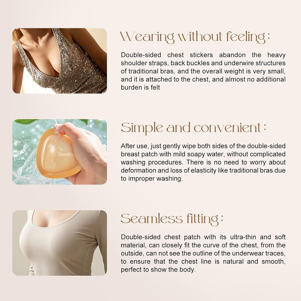 Double Sided Sticky Bra Inserts, Reusable Push up Adhesive Pads with Padding for