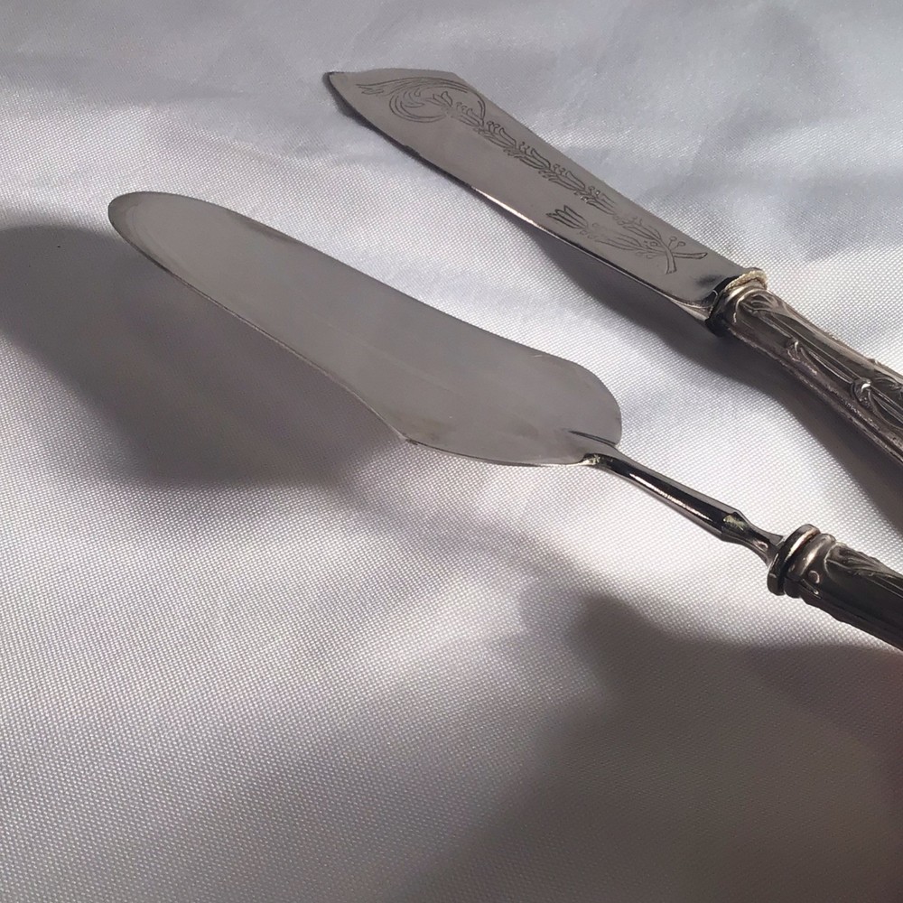 OLD CAKE SLICER AND SERVER, SILVER PLATED, HIGHLY DETAILED