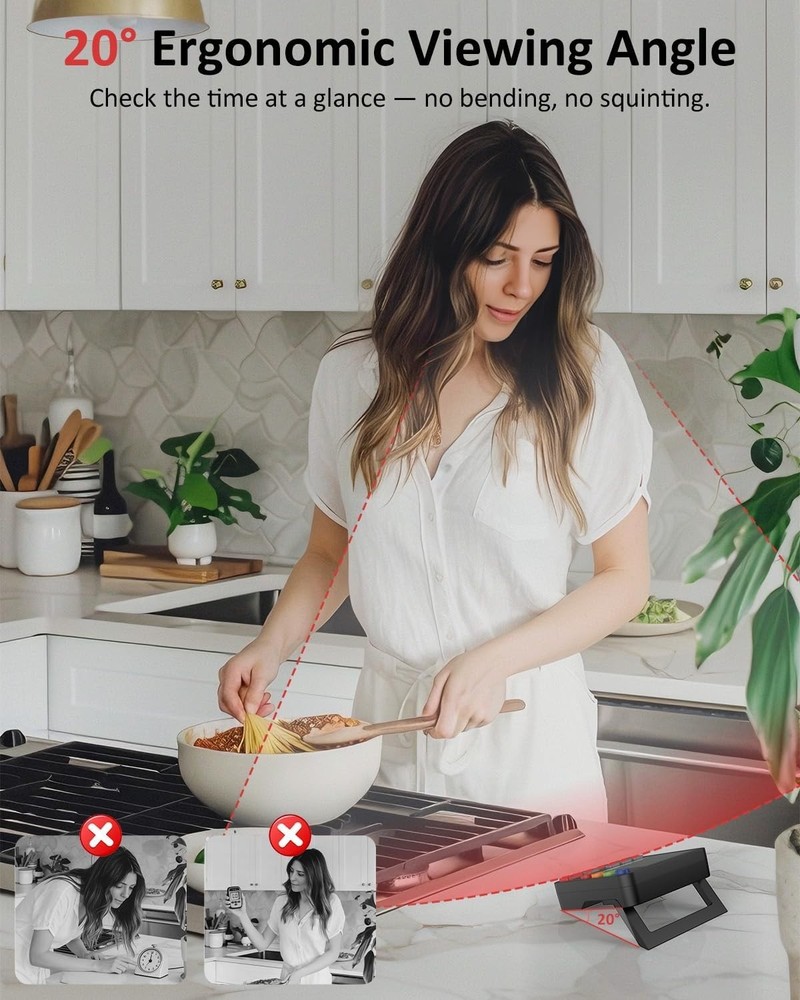 Digital Kitchen Timer for Cooking - 4 Channel Count Up Countdown Timer with L...