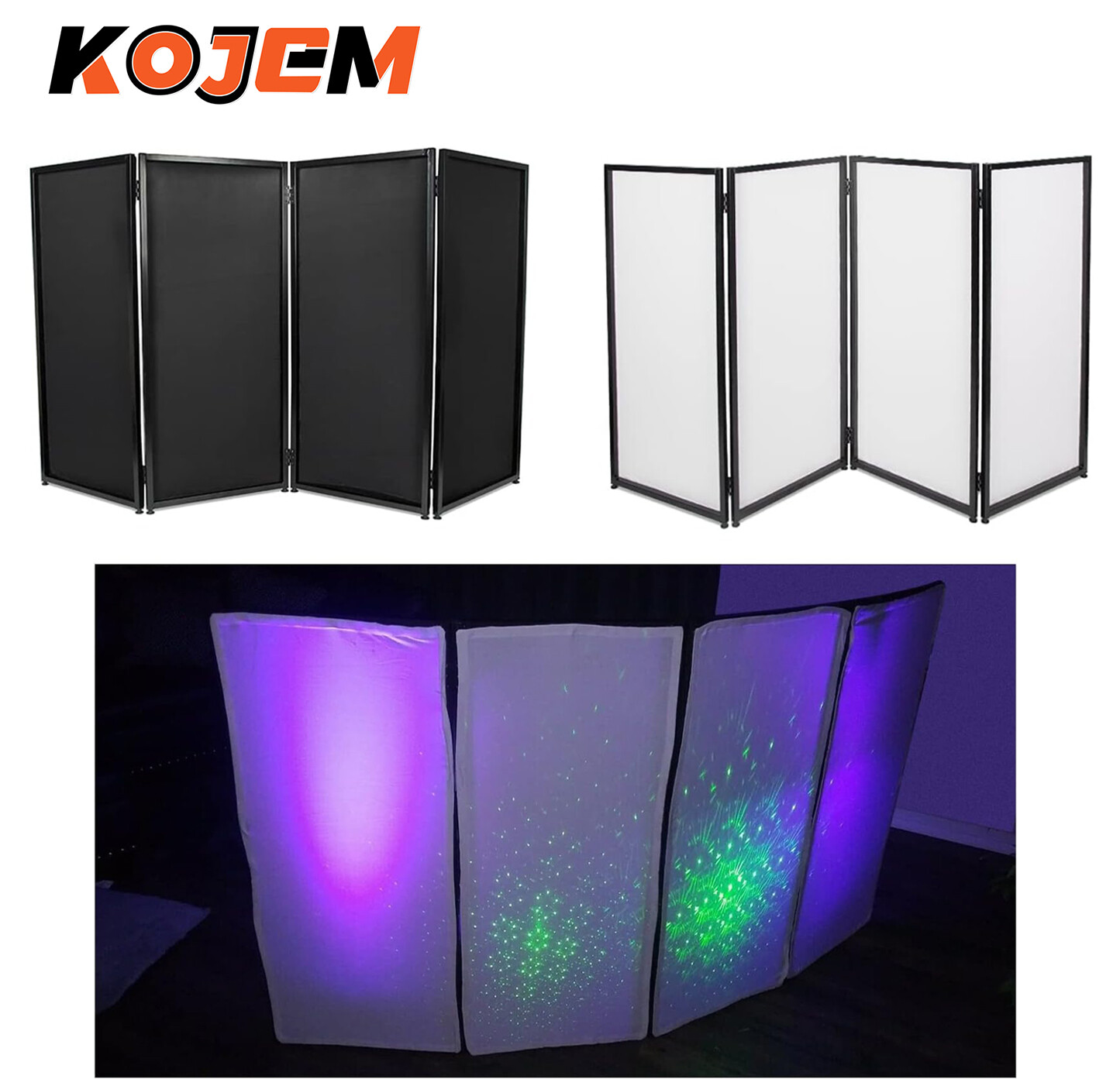 KOJEM DJ Foldable Facade Portable Event Booth Panels with Black+White Carry Bag