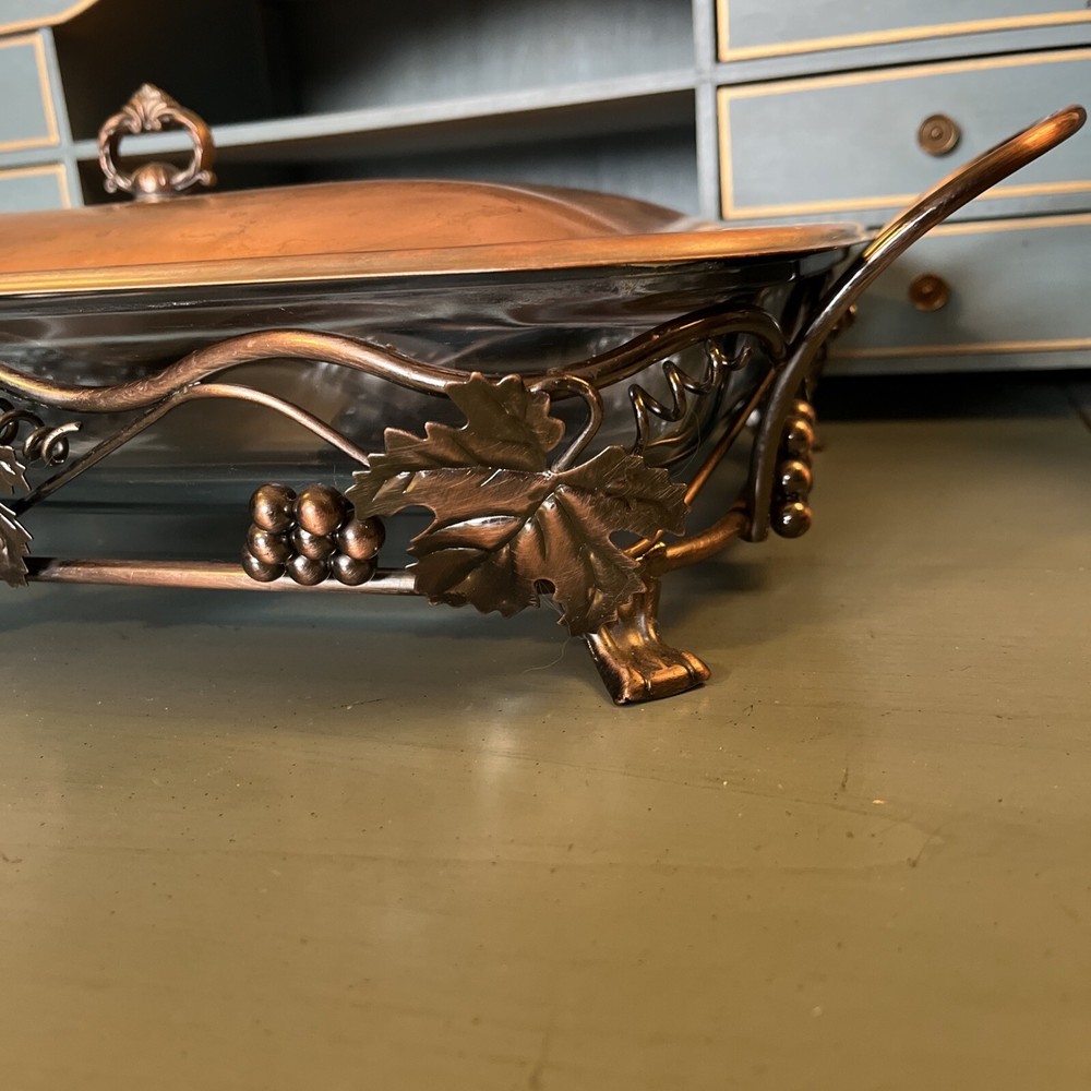 MARINEX Brazil, Glass & Copper Rectangular Buffet, Casserole Dish Serving Tray