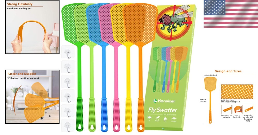 6-Pack Heavy Duty Plastic Fly Swatters