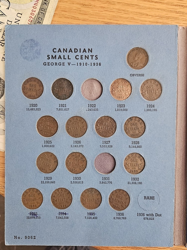 canadian small cent collection - Missing 3 dates