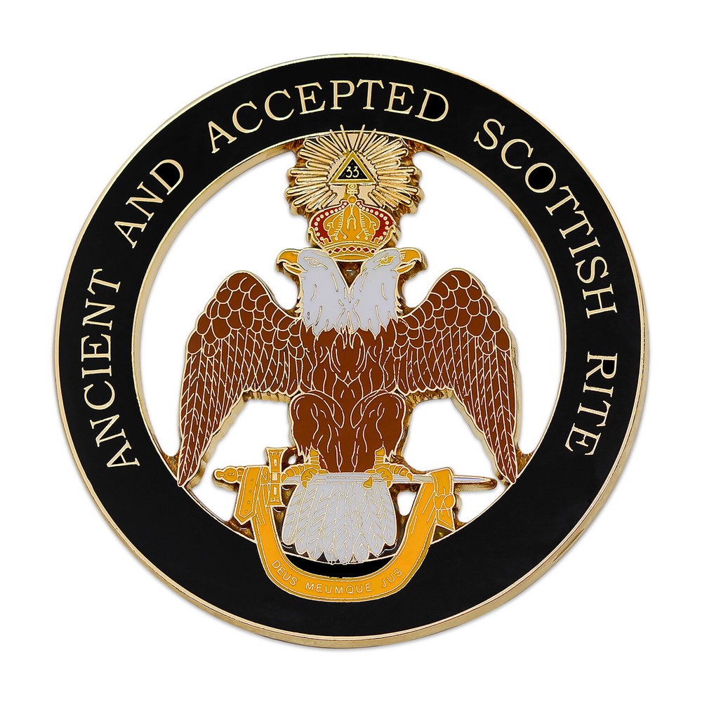 33rd Degree Double Headed Eagle Ancient & Accepted Round Masonic Auto Emblem