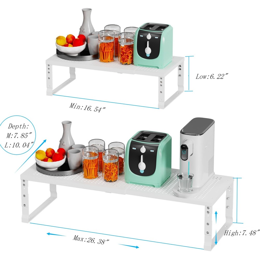 Wobmmi Expandable Spice Rack Kitchen Cabinet Shelf Organizer Stackable Storage A