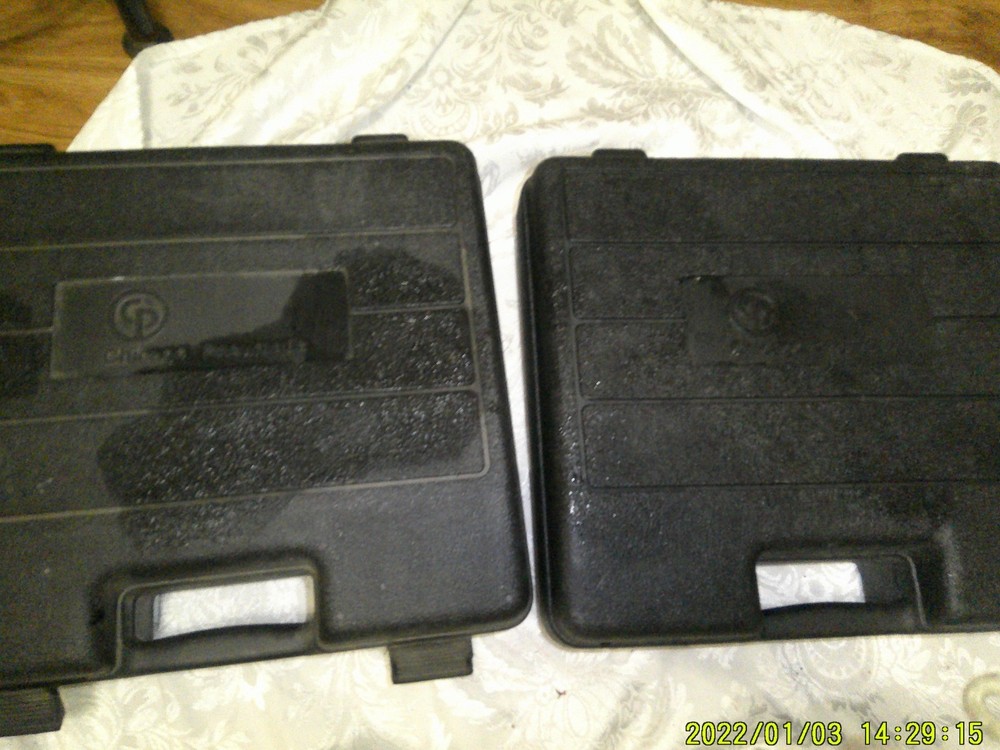 2 THE SAME EMPTY CHICAGO PNEUMATIC PLASTIC CASES IMPACT WRENCH SOCKETS